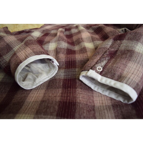 Swiss Alps Thick Lined Chore Coat Shacket Womens Sz Sm Fig Purple Plaid Cottage - Picture 6 of 8